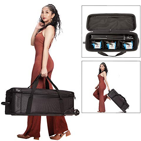 Photography Studio Roller Trolley 32in Wheeled Bag Case for Camera Video Equipment, Large Flight Case for Tripod Monopod Boom Arm Light Stand Flash - 83cm x 33cm x 29cm - Black