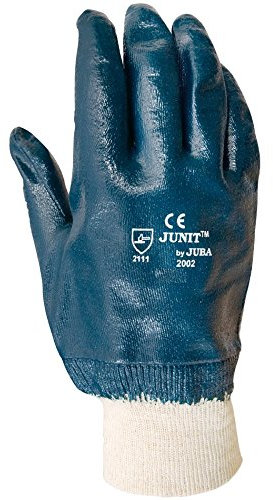 Juba - Guante de nitrilo sobre soporte de algodón /talla 9 /color azul.
