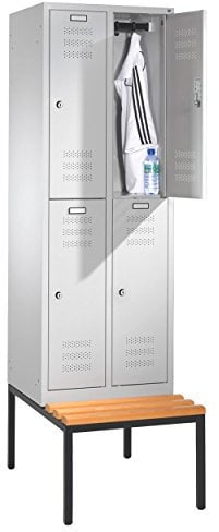 Umkleideschrank Schließfachschrank Spind mit Bank und 2 Abteilen à 30 cm
