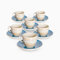Albalù Set Tazzine da Caffè con Piattino in Porcellana Colorate righe blu Servizio Completo da 12 Pezzi di cui 6 Tazzine e 6 Piattini Lavabili in Lavastoviglie