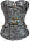 Imbry Vintage Gothic Steampunk Corsage Corsagetop Damen Korsett mit Nieten (XXL, Silber)