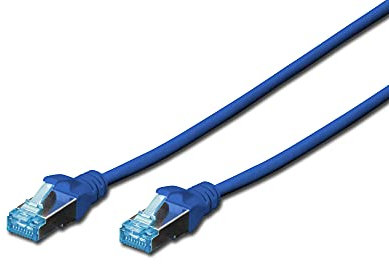 DIGITUS Câble LAN Cat 5e - 5m - RJ45 Câble réseau - SF/UTP Blindé - Compatible Cat-6 & Cat-6A - Bleu