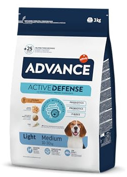 Advance Medium Adult Light, Pienso para Perros Adultos de Razas Medianas Bajo en Grasa con Pollo, 3kg