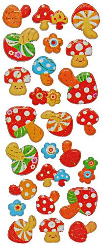 alles-meine.de GmbH 25 TLG. Set 3-D Soft Sticker/Aufkleber - Pilz Bunte Pilze gepunktet Glück Punkt Blumen Blüten rot