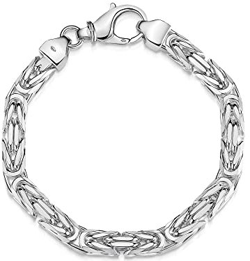 Silberkettenstore Königskette aus echtem 925 Sterling Silber in 21 cm Länge I vierkant Herren-Armband in 8 mm Stärke I stabiles Silber Armband Männer I mit Karabinerverschluss