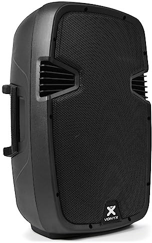 Vonyx SPJ-1200ABT Altavoz Activo autoamplificado portatil de 600 w. Potente Altavoz 12 Pulgadas. Equipo de musica bluetooth, con lector SD y USB. Altavoz profesional con subwoofer 12 pulgadas