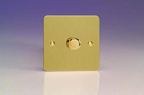 Varilight V-Pro Ultra Flat Brushed Brass 1 Gang LED Trailing Edge Dimmer Switch 1 or 2 Way