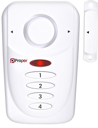 ProperAV Window Alarm with Keypad and Loud 110dB Siren, Battery Operated