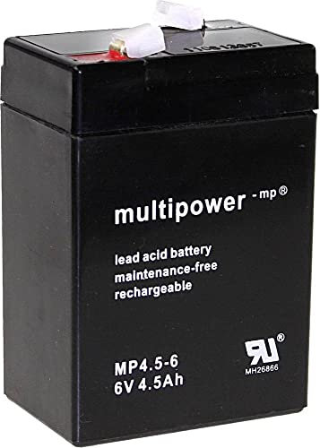 Panasonic 1013091 Multipower PB-6-4,5-4,8 MP4,5-6, batteria al piombo 6 V, 4,5 Ah, tessuto non tessuto (AGM) (larghezza x altezza x profondità), 70 x 105 x 47 mm piatto