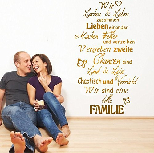 timalo® WandTattoo BANNER Flur Aufkleber Wohnzimmer WIR SIND EINE TOLLE FAMILIE 1pt2-TK05 (H 58cm x B 33cm)