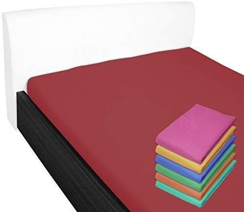 Nurtextil24 Bettlaken 210x240cm 28 Farben 100% Baumwolle ohne Gummizug (140x200cm & 160x200cm) Rot