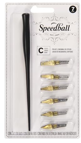 Speedball - Set Composto da cannello e 6 pennini per Calligrafia (Tipo C)