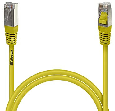 Waytex 32051 Câble Ethernet Réseau RJ45 Cat 5e FTP 100MHz Blindé couleur - Compatible PC, Routeur, Modem, Switch Consoles de jeux, TV, amplificateur réseau – 0,50m, Jaune