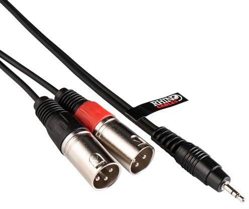 rhinocables Dual 3 Pin Male XLR to 3.5mm Jack Adapter, Microphone Cable 2 x XLR to Jack Adapter Audio Converter (3m)