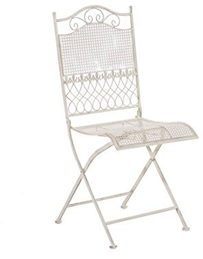 CLP Eisen-Klappstuhl Kiran im Jugendstil I Klappbarer Gartenstuhl mit edlen Verzierungen I erhältlich, Farbe:antik-Creme