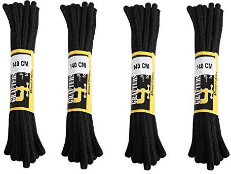 4 PAIRS GRAFTERS 140CM STRONG WORK/HIKING BOOT LACES (Black)