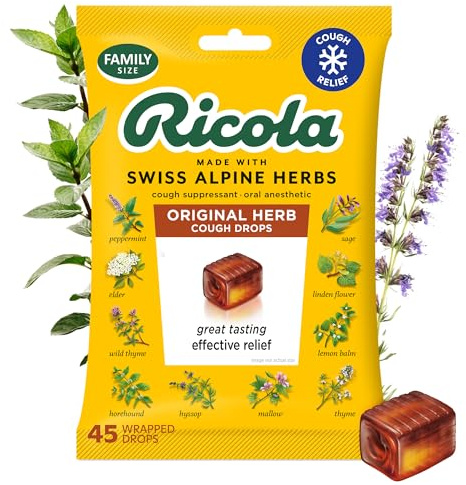 Ricola Original Herb Cough Drops with Menthol - Cough and Sore Throat Relief - 45 Count - Herbal Throat Lozenges