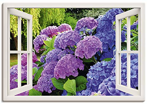 ARTLAND Wanddeko Leinwand Bilder Wandbild 70x50 cm Botanik Blumen Hortensien Garten Blüten Landhaus T5PZ