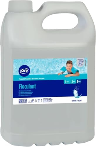 Gre Floculante 5 L líquido clarificador agua transparente piscinas | Floculante líquido para mejorar la transparencia del agua de la piscina.
