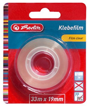 Herlitz 10509669 transparenter Klebefilm 33 m x 19 mm, 1 Stück auf Blisterkarte