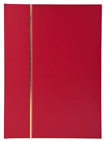 Exacompta 26165E Premium Briefmarken-Sammel-Album Classic mit 64 schwarzen Seiten Einsteckbuch aus Halbleder für Ihr Hobby Briefmarkenalbum rot