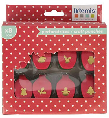 Artemio 10003080 Kit de 8 Mini Perforatrices Noël Plastique Multicolore 11,5 x 5 x 14,5 cm