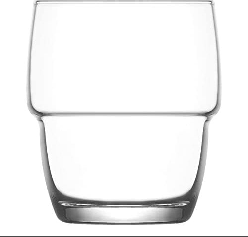 LAV Galata Stacking Whiskey Glasses Set - 285ml - Pack of 6 Modern Easy Store Glass Drinking Tumblers