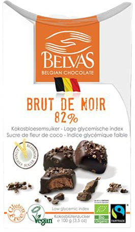 Belvas Zartbitter-Haselnuss-Pralinen Brut de Noir (100 g) - Bio