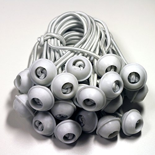 100 Stück Set Gummischlaufen Spanngummis zum Befestigen von Planen - Zeltgummis Expanderschlingen Bungees Spanner Planenspanner für Partyzelt Pavillon Zelt - weiß, lang