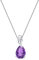 MIORE Kette Damen Halskette mit Tropfen Anhänger Edelstein/Geburtsstein Amethyst in lila Kette aus Weißgold 9 Karat / 375 Gold Halsschmuck 45 cm lang
