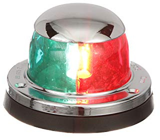 Seachoice 05031 Navigation Bi-Color Bow Light – Chrome/Brass – Horizontal Mount – for Boats Under 39 Feet