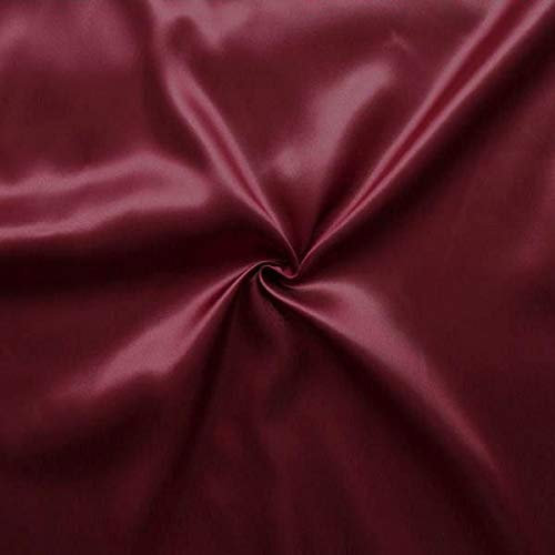 STOFFKONTOR Satin Modestoff Dekostoff - Stoff glänzend - Meterware, Farbe Weinrot - zum Nähen von Bekleidung, Tischdekorationen, Homeaccessoires uvm.