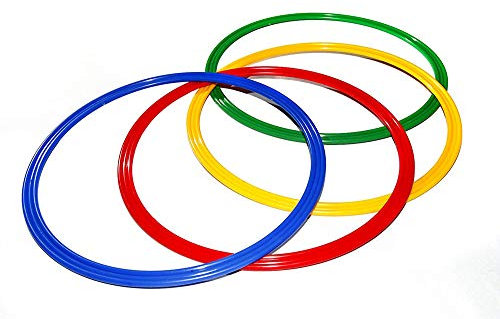 Boje Sport Lot de 4 cerceaux de Gymnastique Plats/cerceaux de Coordination Plats, Ø ca. 60 cm, 4 Couleurs - 4X R60ybrg