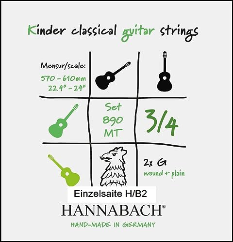 Cordes de guitare classique Hannabach Série 890 MT pour guitare d'enfant 3/4 Diapason : 57-61cm - Si2-8902MT 3/4