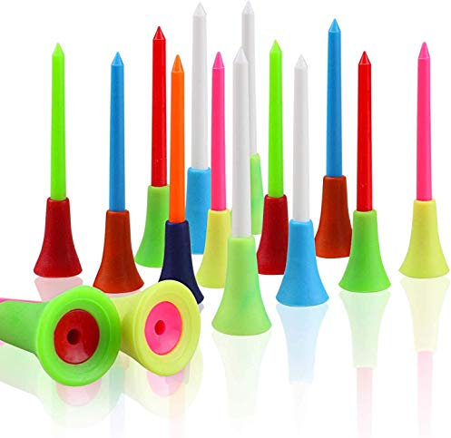 Crestgolf Durable Golf Cojín de Goma Long Top Tees Multi Color Plastic Golf Tees Professional Random Color Golf Practicing for Golfista, Paquete de 50 Piezas, 3 1/4 Pulgadas (83 mm)