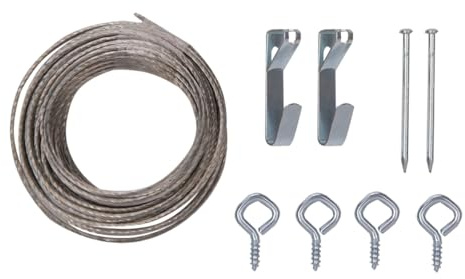 Rocky Mountain Goods Heavy Picture Hanging Set - Hang up to 30 lbs - 10 feet of heavy picture wire, 2 hangers, 2 nails and 4 eyes - Great for large and heavy picture hanging