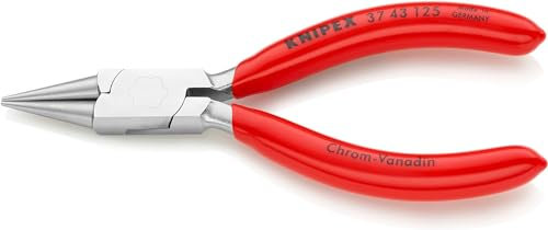 Knipex 37 43 125 Gripping Plier for Precision Mechanics with Round Pointed Jaws, Multi-Colour, 125 mm