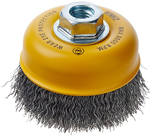 DEWALT Wire Cup Brush, Crimped, Carbon Steel, 4-Inch x 5/8-Inch, 11 HP, 014-Inch (DW49101)