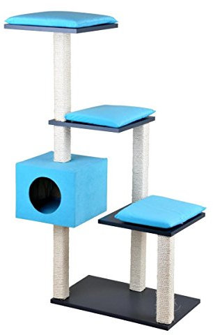 Silvio Design Katzen-Stufenboy Cosy anthrazit, Kissen türkis, ca. 36x80x126 cm