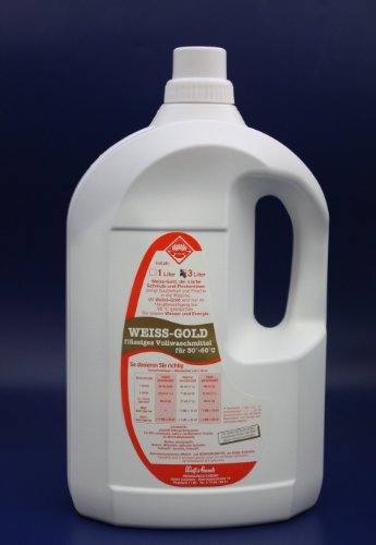 3 L Wasserrose WEISS-GOLD Flüssiges Vollwaschmittel Made in Germany