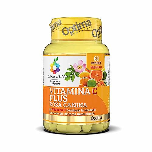 Colours of Life Vitamina C Plus - Integratore di Vitamina C - per la Normale Funzione del Sistema Immunitario - Senza Glutine e Vegano, 60 Capsule