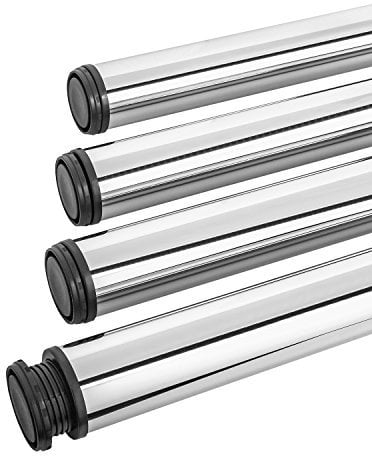 Gedotec Tischbeine Chrom poliert Schreibtisch-Möbelfüße höhen-verstellbar Tischfüße Metall | Höhe 710 mm | Stützfüße für Küchen-Arbeitsplatte | 4 Stück - Verstellfüße inkl. Befestigungsmaterial