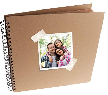 MP-Álbum Scrapbooking, Álbum Encuadernado con Espiral, 30x30cm, Portada Gruesa, 20 Hojas Cuadradas, Tapa en Cartón, Álbum para Fotos, Diseños, Regalo Creativo, Color Kraft.