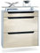 Vladon Schuhschrank Annie, Schuhkipper für 16 Paar Schuhe mit 2 Klappen, 1 Schublade und Glasablage, Weiß matt/Creme Hochglanz/Schwarz Hochglanz (89 x 96 x 23 cm)