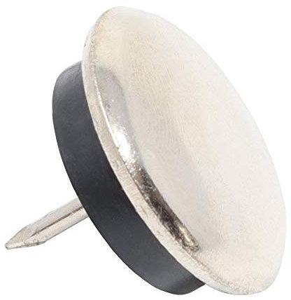 Adsamm® / 16 x Metallgleiter mit Puffer und Nagel / Silber / Ø 30 mm / rund / Möbelgleiter zum Nageln