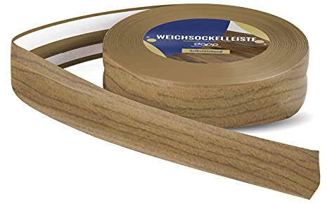 DQ-PP WEICHSOCKELLEISTE – 15m – nuss – 32x23mm – PVC – selbstklebend – Knickwinkel Fussleisten Gummileiste Sockelleiste Winkelprofil Abschlussleiste Bodenleiste