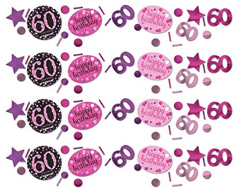 Adult Pink Celebration 60th Birthday 3 Pack Confetti