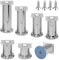 Stahlia Möbelfüße Metall 200mm (8 Stück) Chrom-glänzend Schrankfüße Ø50mm Sockelfüße für Kommode, Sideboard, Sofa, Badmöbel inkl. Befestigungsschrauben