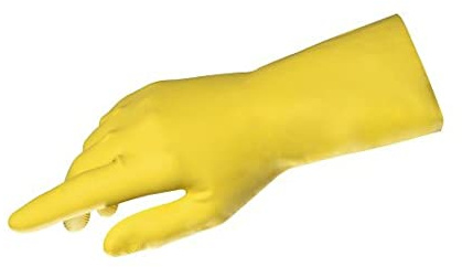 MAPA Professional VITAL 124 - Thin Natural Latex Work Gloves, Chemical Resistant, Liquid Proof, Cleaning and Mechanics Gloves, Yellow, Size 7 Protective Gloves (1 Pair)