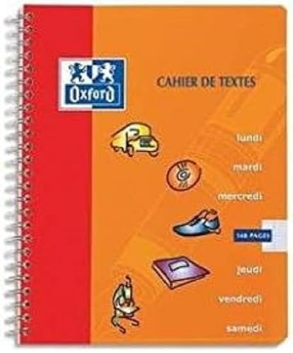 OXFORD Cahier de Textes 17x22cm Grands Carreaux Seyès 148 Pages Reliure Intégrale Couverture Carte Coloris Assortis